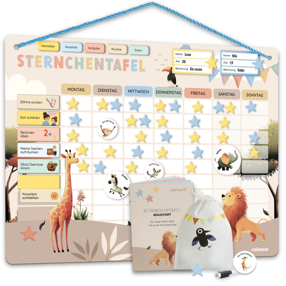 Belohnungstafel für Kinder Safari