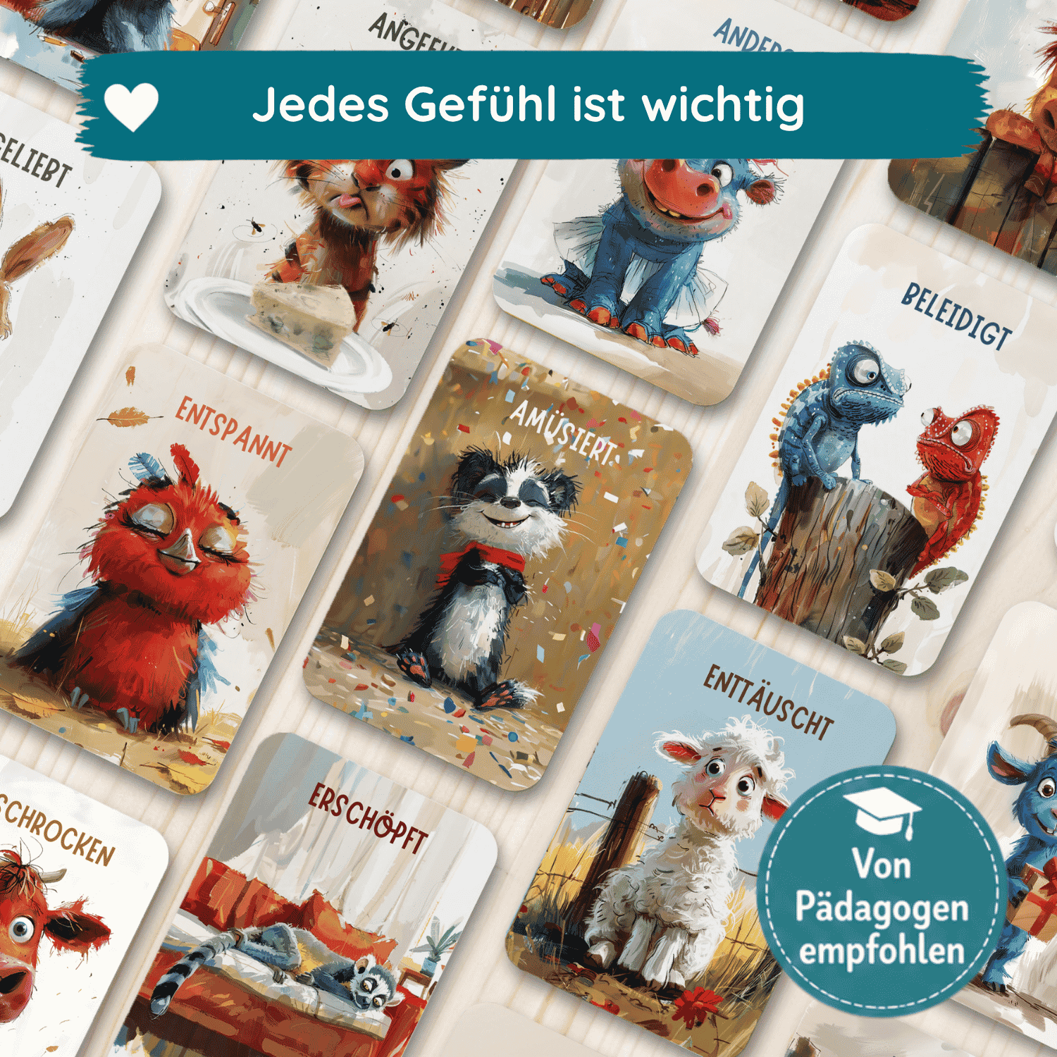 Gefühlskarten für Kinder - Tiere