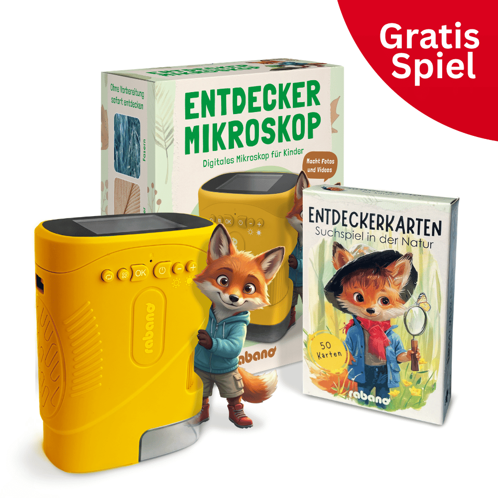 Entdecker Mikroskop für Kinder + Gratis Kartenspiel