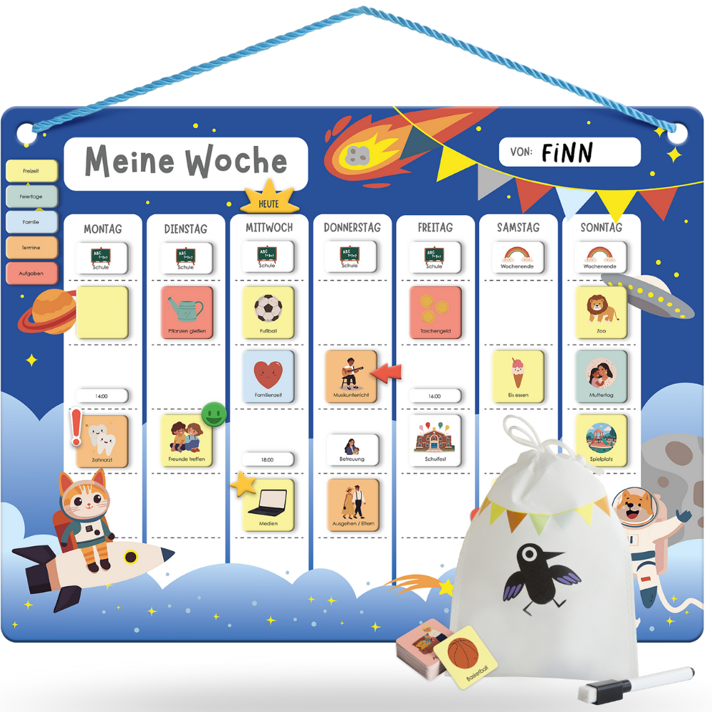 Wochenplaner für Kinder Weltall