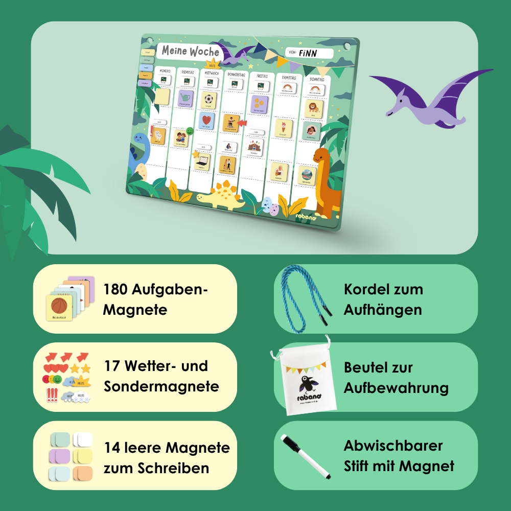 Wochenplaner für Kinder Dinosaurier